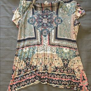 Live and Let Live Multicolor Patterned Tunic Top